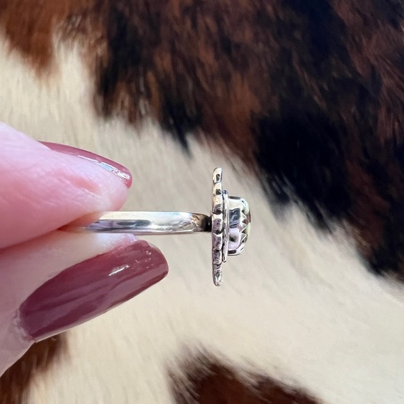 ❤️ Honey Dahlia Kingman Turquoise Heart Shape Ring 925 Navajo Southwestern Sz 8 - Picture 5 of 17